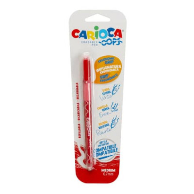 Penne cancellabili Carioca OOPS con inchiostro termosensibile punta M 0,7 mm rosso - 43036/03