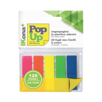 Segnapagina adesivi Ikona 5 pad da 25 ff - colori assorititi - 12x45 mm 11728
