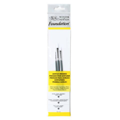 Set 3 pennelli Winsor&Newton Foundation tondo n°2 - piatto n°2 - filbert n°4 5295003