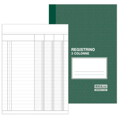 Registrino a 3 colonne O.C.L. 17x23 cm 16 fogli 0553