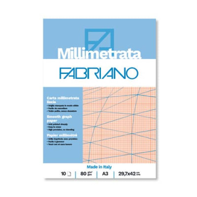 Blocco carta millimetrata Fabriano 10 fogli - 80 g