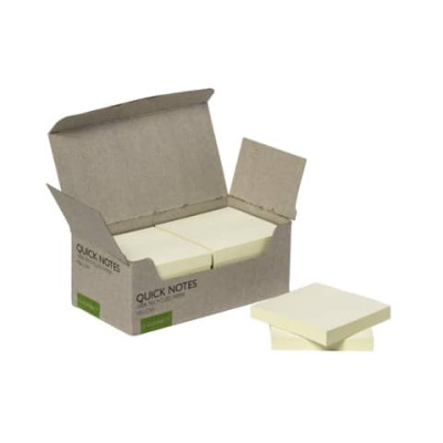 Foglietti riposizionabili riciclati Q-Connect gialli conf. 12 blocchetti da 100 fogli 76x76 mm - KF17321