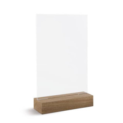 Portadepliant a T Lebez in acrilico con base in legno