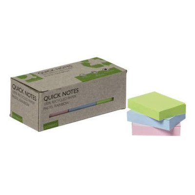 Foglietti riposizionabili riciclati Q-Connect 38x51 mm assortiti pastello