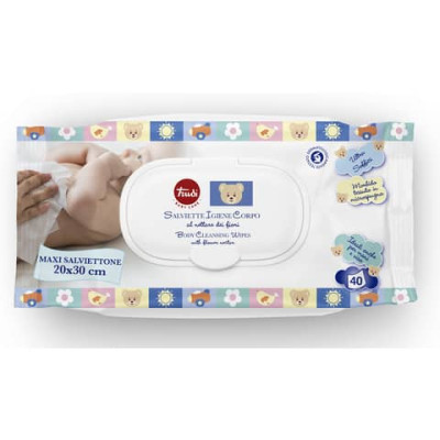 Salviette igiene corpo al nettare dei fiori Trudi Baby Care 20x30 cm conf. 40 pezzi con tappo - 00773