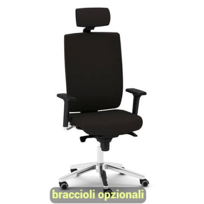 Sedia semidirezionale girevole Unisit Kind KIPGT con poggiatesta rivestimento ignifugo nero - KIPGT/IN