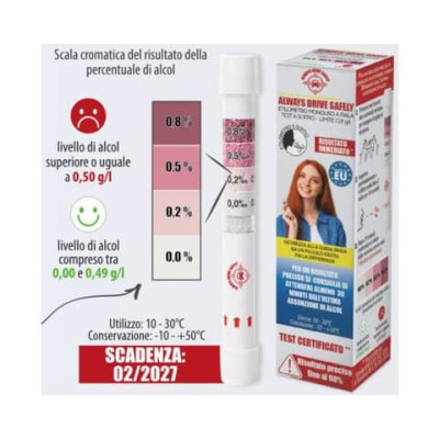 Etilometro monouso a fiala Always Drive Safely test a soffio ETILOMETRO