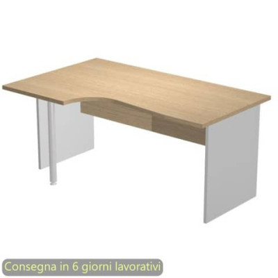 Scrivania penisola sinistra con gambia a pannello grigia Compact
