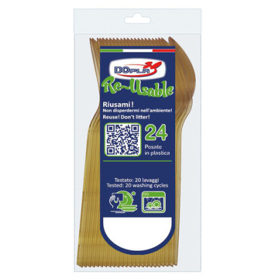 Posate Compact in PS oro riutilizzabili