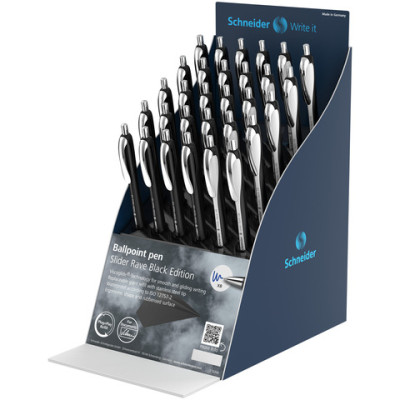 Espositore 30 penne a sfera a scatto ricaricabili Schneider Slider Rave tratto XB inchiostro blu - P399416