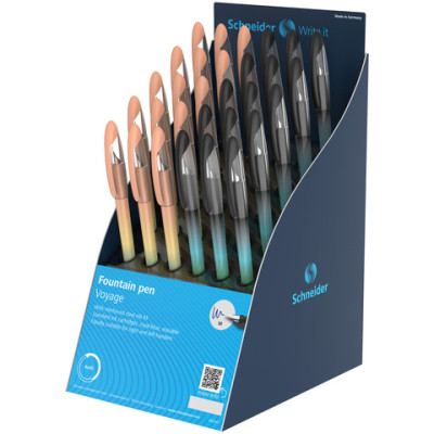Espositore 30 penne stilografiche cancellabili Schneider Voyage tratto M inchiostro blu royal - P307042