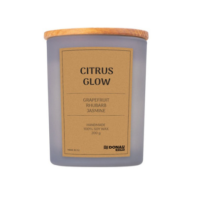 Candela di soia in vaso di vetro con coperchio in legno 200 g