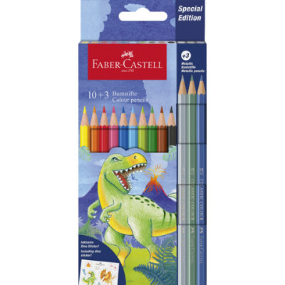 Matite colorate Faber-Castell fusto esagonale linee dinosauro e unicorno