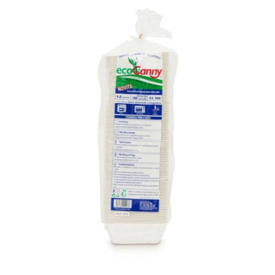 Vaschetta bio-compostabile ecoCanny Take Away bianco 1/2 porzioni conf. 100 pz  - ECO?T12CA