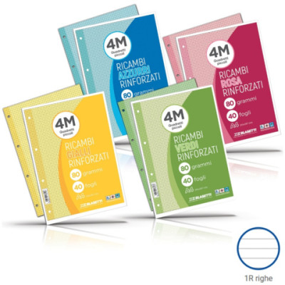 Ricambi rinforzati colorati per quaderni ad anelli A4 80 g/m² 40 ff 1R