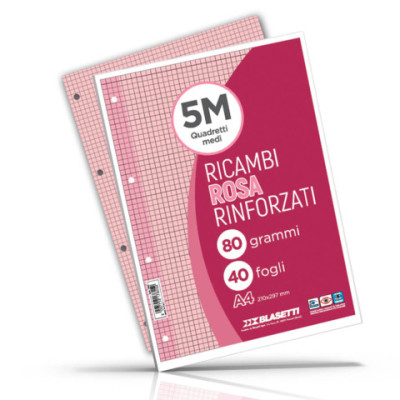 Ricambi rinforzati colorati per quaderni ad anelli A4 80 g/m² 40 ff 5 mm