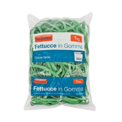 Fettucce in gomma verde 8 mm in busta da 1 Kg