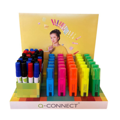 Espositore da banco Q-Connect con marcatori ed evidenziatori in colori assortiti - QCONK00151