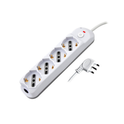 Multipresa schuko/bipasso MKC cavo da 1,5 m con interruttore 4 posizioni bianco/grigio - 492518888