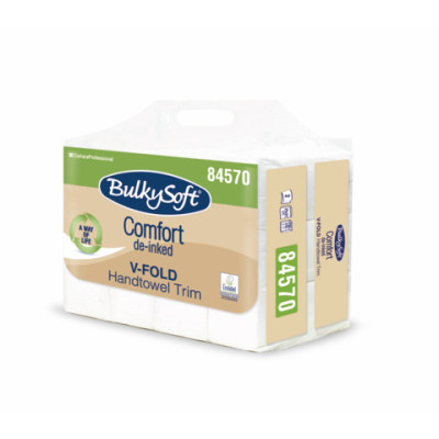 Asciugamani Bulkysoft Comfort piegati a V de-inked bianco conf. 12x250 fogli 2 veli - 84570
