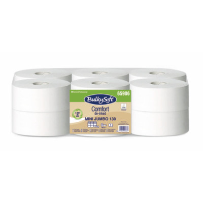 Carta igienica Bulkysoft Comfort Mini Jumbo 130 mt de-inked bianca conf. 12 pz 2 veli - 65906