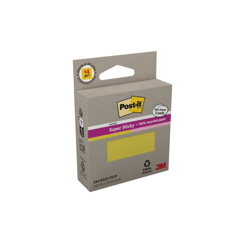 Foglietti riposizionabili Post-it Super Sticky in carta riciclata 76x76 mm