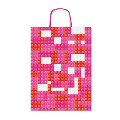 Borsa shopper Allegra Mattoncini su kraft bianco 16x8x21 cm
