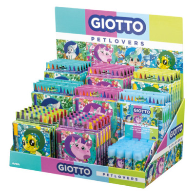 Espositore 60 pennarelli, tempere solide, colle stick Giotto Collezione PetLovers - F989400