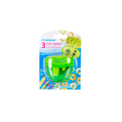 Espositore 12 temperamatite Donau a tre fori con serbatoio verde 330469