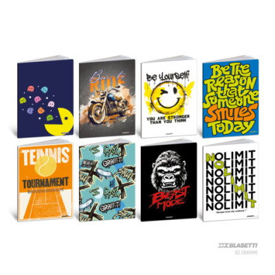 Maxi quaderno Blasetti Teen Boy A4 - 80 g/m² - 20+1 ff - 1R - conf. 10 pezzi - 9227