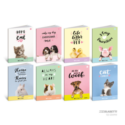 Maxi quaderno Blasetti Lovely Paws A4 - 100 g/m² - 18+1 ff - 4M - conf. 10 pezzi 9279