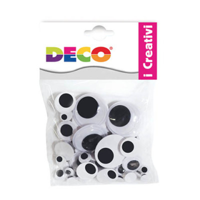 Occhi mobili adesivi Deco tondi - conf. 50 pezzi - formati assortiti 11495