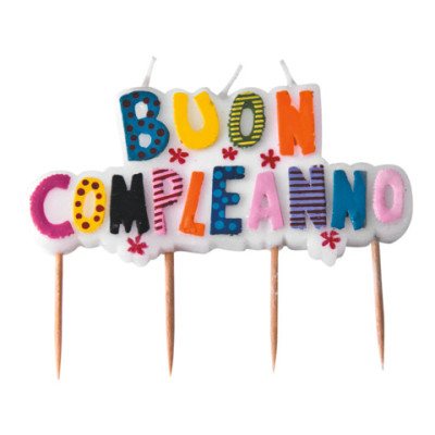 Candeline picks a tema Buon Compleanno 10x7 cm