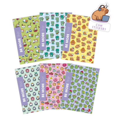 Maxi quaderno Be More Tiny A4 - 100 g/m² - 18+1 ff con stickers