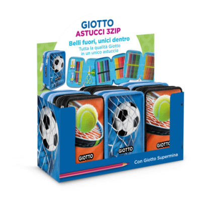 Espositore 6 astucci a 3 zip Giotto Supermina Sport Lovers assortiti - F988400