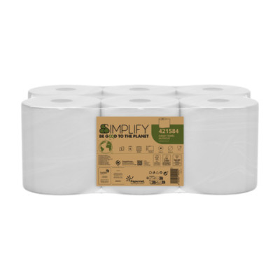 Asciugamani in rotolo Autocut Papernet Simplify a 2 veli - bianco - 130 m - conf. 6 pz - 421584