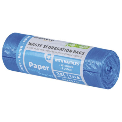 Sacchi immondizia per raccolta differenziata carta Donau Home 35 L 65x49 cm - 14 g/m² blu - rotolo 20 pz -