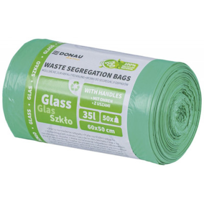 Sacchi immondizia per raccolta differenziata vetro Donau Home 35 L 60x50 cm - 20 g/m² verde - rotolo 50 pz