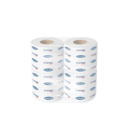 Carta igienica fascettata 2 veli Bulkysoft Active Clean in pura cellulosa bianco - 24 conf. da 4 rotoli cad.