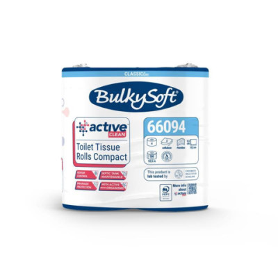 Carta igienica Bulkysoft Active Clean Compact 2 veli in pura cellulosa - bianco - 7 conf. da 4 rotoli cad.