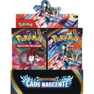 Espositore 36 bustine da 10 carte da gioco Pokémon Megaevoluzione - Caos Nascente - PK10407-I