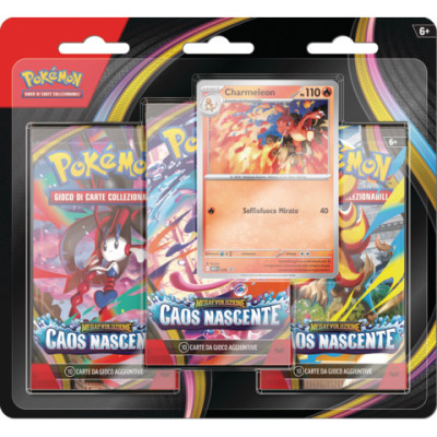 Blister 3 bustine carte da gioco Pokémon Megaevoluzione - Caos Nascente PK10401-I