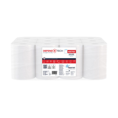 Asciugamani in rotolo Papernet Defend Tech Centrefeed a 2 veli in pura cellulosa - bianco - conf. 12 pz 400760