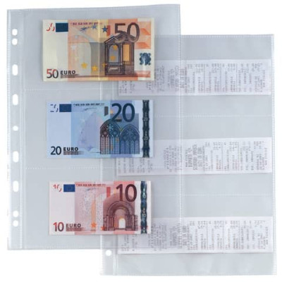 Buste porta banconote scontrini foratura universale Sei Rota Atla 6 spazi 9,5x19 cm trasparente - conf. 10 buste - 662217