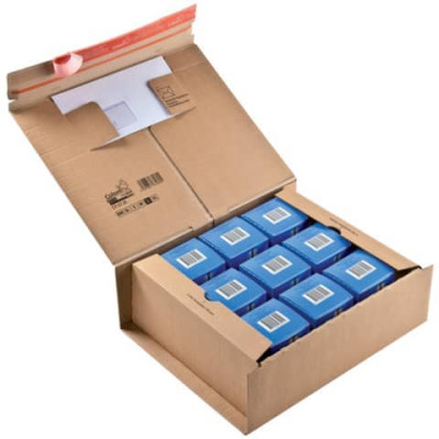 Scatola con tasca interna ColomPac in cartone ondulato f.to 38,5x31,5x13 cm avana - 30000274