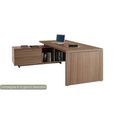 Scrivania manageriale con fianchi in legno Flora - 225x170x74 cm